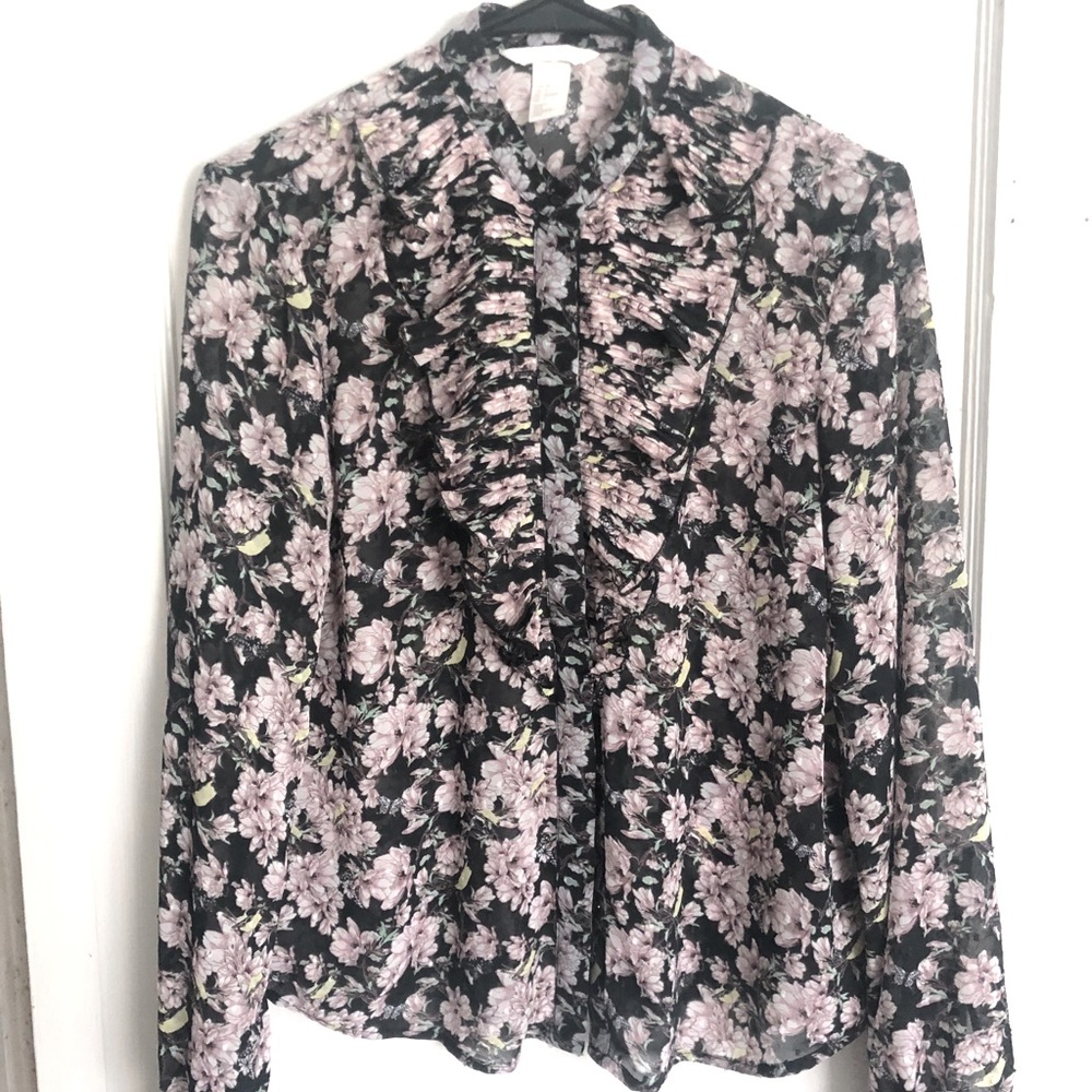 H&M purple floral blouse